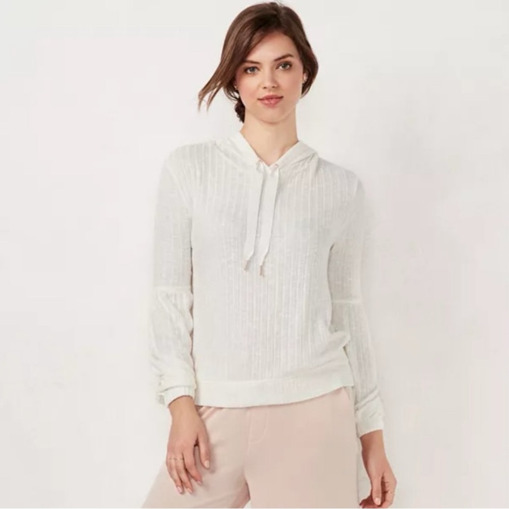 NWOT LC Lauren Conrad Hooded Sweater White Size M